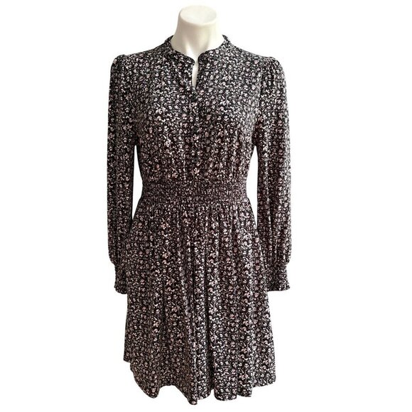 Boden Smocked Jersey Shirt Dress, Floral Pattern Women's Size 10R - Picture 2 of 11